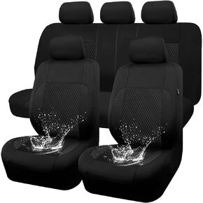 CAR-GRAND Sporty Waterproof Neoprene Universal Fit High Back Two Front Car Seat Covers,Airbag Compatible (High Back Front Covers, Black)