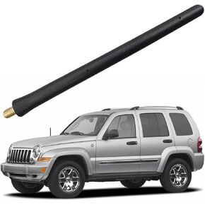 Short Rubber Antenna for Jeep Liberty (2002-2007), Jeep Liberty Radio Premium Reception Antenna - Car Wash Proof, 6 3/4 Inch Internal Copper Coil Antenna Mast Replacement
