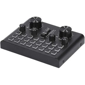 Live Sound Card, Bluetooth Mini Audio Sound Mixer Board Voice Changer, with 15 Sound Effects, 4 Pitch Modes, 12 Auto-Tuning Keys, for Mobile Phone, Karaoke, Microphone, Computer, Outdoor