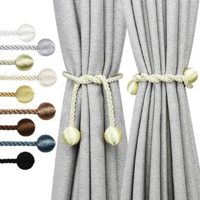 Curtain Tiebacks Outdoor Elegant Decorative Tie Backs Modern Rope Tiebacks for Drapes Window Curtain Holdbacks for Draperies (Beige, 2)