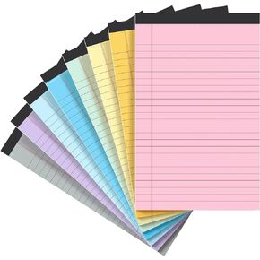 وسادات ملاحظات VITEVER مقاس 5 × 8 بوصة، [8 عبوات] وسادات كتابة مبطنة للمكتب، دفتر ملاحظات مبطن، مسطر ضيق، 28 ورقة/وسادة، متعدد الألوان in Kuwait