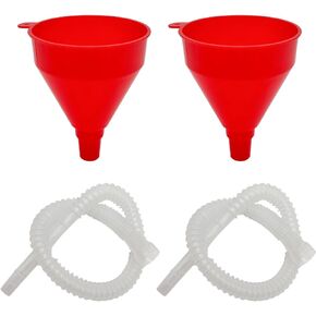 2 PCS Funnels for Automotive Use, Flexible Plastic Wide Mouth Funnel with Long Hose, Filling Funnel for Engine Oil Gas Fuel Water Fluid Liquid Transmission, Car Accessories