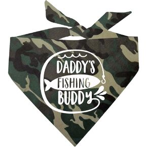 Daddy's Fishing Buddy Father's Day Dog Bandana (Camo, OS 236)