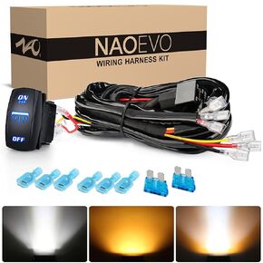 NAOEVO Wiring Harness 12FT, Specially Customized for NAOEVO 6 Modes LED Light Bar, 12V 40A Relay for Switching Between Different Modes -2 Leads