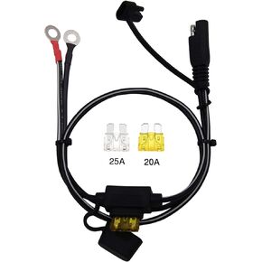 3FT 14AWG Ring Terminal to SAE Harness Quick Connect/Disconnect Assembly, 20A Fuse