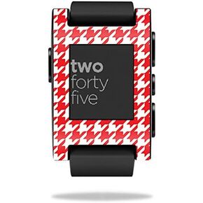 MightySkins Skin Compatible with Pebble Smart Watch – Red Houndstooth | Protective, Durable, and Unique Vinyl Decal wrap Cover | Easy to Apply, Remove, and Change Styles | Made in The USA