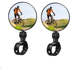 2 Pieces Bike Mirror,Adjustable Rotatable Bike Mirror, Rearview Mirror, Bicycle Mirror Wide Angle Acrylic Convex Safety Mirror for Most Mountain Road Bike