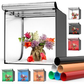 Light Box Photography, WISAMIC Photo Light Box 24"×24" Product Photography Light Box 240 LED Beads Folding Light Box wiht 6 Colored Backdrops Photo Studio Light Box 3000-7000K CRI 95+