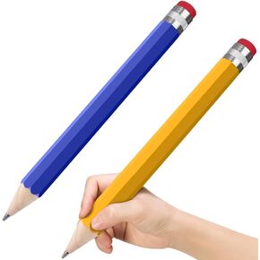 Wooden Jumbo Pencils 13.3'' Funny Giant Pencil For Party Favors Novelty Large Pencil For School Home Office Prop Supplies 2pcs Blue Yellow