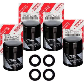 Genuine OEM Toyota Oil Filter 90915-YZZD3 (4PK) with DIINGO Plug Oil Drain Gasket 90430-12031 (4PK) Fit for 4Runner FJ Cruiser Land Cruiser Sequoia Tacoma Tundra