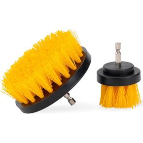 VIKING Drill Powered Carpet Cleaning Brushes for Car, Interior Cleaning Brush, Black and Yellow, 2 Pack