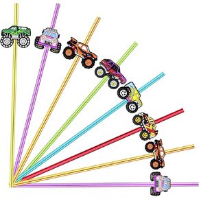 24 Monster Truck Party Car Reusable Straws