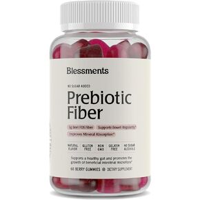 Prebiotic Fiber Gummies for Adults & Kids with No Added Sugar- 5g (60 Count) High Fiber Supplement Gummies - Vegan - Keto Friendly - Digestive Health Supplements