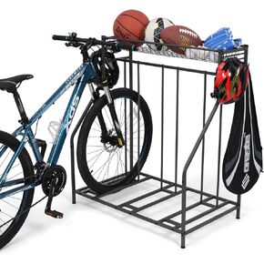 Sunix Bike Stand Rack, 3 Bicycle Floor Parking Stand, Bike Rack for Garage Storage, 3 Widths Adjustable Bike Slot for Mountain, Hybrid, Kids Bicycles, Indoor Outdoor Bike and Sports Storage Station