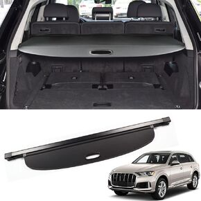 Marretoo for Audi Q7 Cargo Cover 2016 2017 2018 2019 2020 2021 2022 2023 for Audi Q7 Accessories Black Retractable Trunk Cover Security Shield Shade(Not fit Electric Tailgate Version)