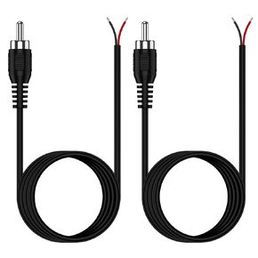 RCA to Bare Wire Cable, (2 Pack 20AWG 6.6 ft) Replacement RCA Male Plug Jack Connector Adapter to Bare Wire Open End Audio Video RCA Cable for Repair