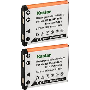 Kastar 2-Pack NP-45 Battery for Fujifilm NP-45A, NP-45B, NP-45S and Fujifilm FinePix XP20 XP30 XP50 XP60 T500 T510 T550 JX520 JX550 JX700 JX710 JZ700 J100 J120 J210 J250 Z800 Z900 Z950 Digital Camera