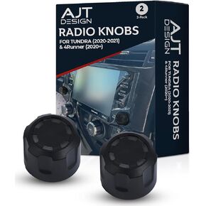 AJT Design Radio Knob for 2nd Gen Toyota Tundra (2020-2021) 5th Gen 4Runner (2020-2024) Impact Resistant ABS Plastic Stereo Knob(2 Knobs) | Car Radio Knob Matte Black | Easy Installation | Made in USA
