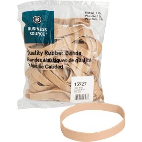 Business Source 15727 Rubber Bands,Size 107,1 lb./BG,7-Inch x5/8-Inch ,Natural Crepe