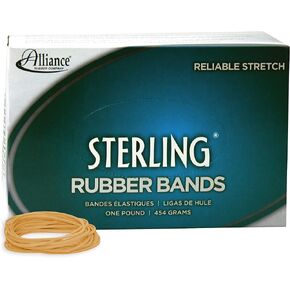 Alliance Rubber 24185 Sterling Rubber Bands Size #18, 1 lb Box Contains Approx. 1900 Bands (3" x 1/16", Natural Crepe), Beige