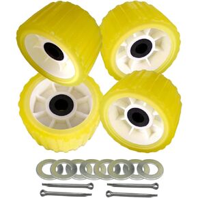 4 Pcs 5" X 3" Boat Trailer Wobble Rollers Polyurethane Mounting Hole Diameter 3/4"