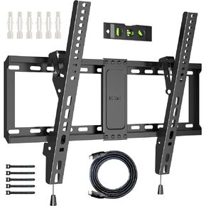 BONTEC Tilt TV Wall Mount for Most 37-85 Inch LED LCD OLED Flat Curved Screen TVs Fits 16" 18" 24" Wood Stud, Low Profile TV Wall Bracket with Max. VESA 600x400mm, Hold Up to 132LBS