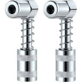 Silver 90 Degree Grease Coupler Gun Adapter 90 Degree Grease Gun Coupler Grease Gun Fittings Grease Gun Tips 3 Jaw Angle Swivel Snap Right Fitting Tool for Farm Truck Auto Industrial Use(2 Pieces)