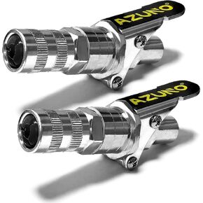 AZUNO Grease Gun Coupler, 2nd Generation Upgraded to 12,000 PSI, Grease Gun Tips Quick Lock and Release, Compatible with All Grease Guns 1/8" NPT Grease Gun Fittings (2 Pack)