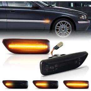 Sequential Dynamic Side Marker Turn Signal Lights, Led Amber Blinker Indicator Lamps Assembly Compatible with 1998-2007 Vol-vo S60 S80 V70 XC90 XC70 Repeater