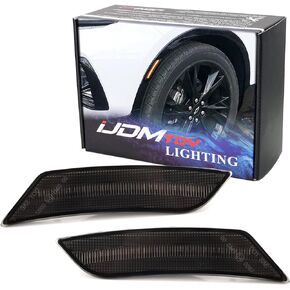 iJDMTOY Smoked Lens Amber Full LED Bumper Side Marker Light Kit Compatible With 2019-up Chevrolet Blazer, Powered by 27-SMD LED, Replace OEM Front Sidemarker Lamps