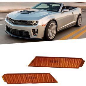 Amber Lens Front Bumper Side Marker Light Assembly Compatible with 2010-2015 Chevrolet Camaro Replace GM2551197 GM2550197