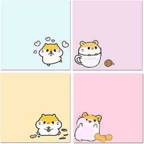 4 Pack 80Sheets Per Pack 3.15x3.15in Self-Stick Note Pads, Kawaii Sticky Notes,Cute Sticky Notes,Korean Sticky Notes,Cute Stationary,Cute School Supplies Aesthetic (Happy Rabbit)