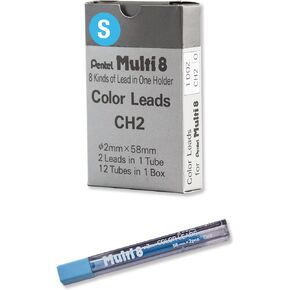 Pentel Arts 8 Colour Pencil Lead Refill, Sky Blue, 24 Pieces of Lead (CH2-S)