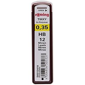Rotring Tikky Hi-Polymer Pencil Lead - 0.35mm - HB Black - Pack of 10