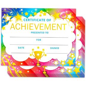 Certificate Paper for Kids, Gold Star Preschool Diploma Certificates for Printing, 30 Pack Kindergarten Certificate of Achievement Award Certificate Paper for Students, 8.5x11’
