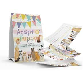 1 Adopt a Puppy Sign & 10 Puppy Adoption Certificate Set, Adopt An Party, Children birthday party, Classroom Parties/004B