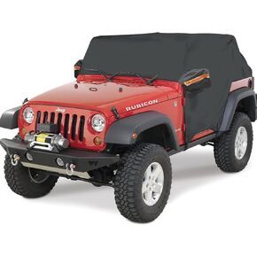 Big Ant Car Cover,Black 6 Layers Waterproof Car Cab Cover for Je-ep Wrangler 4 Doors,Outdoor Half Car Cover Protect from Snow Rain Hail Sunshine Fit for SUV J-eep Wrangler JKU JLU 1987-2023