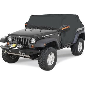 غطاء سيارة كبير النمل، أسود 6 طبقات غطاء كابينة سيارة مقاوم للماء لسيارة Je-ep Wrangler 4 أبواب، غطاء نصف سيارة خارجي يحمي من الثلج والمطر وأشعة الشمس مناسب لسيارات الدفع الرباعي J-eep Wrangler JKU JLU 1987-2023