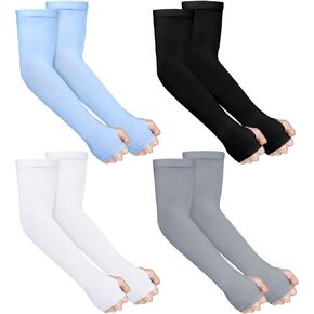 4 Pairs Cooling Arm Sleeves for Women Men Anti-Slip UV Sleeves for women with Thumb Hole Sun Protection Sleeves to Cover Arms for Women Men Working Sports Fishing Running