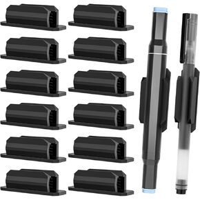 12-Pack Clipboard Pen Holder Attachment Stick On Pen Holder Sticky Pen Holder Self Adhesive Silicone Pencil Holder for Classroom Office Desk Accessories Teacher Supplies