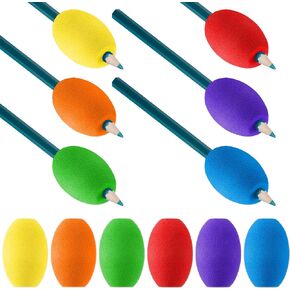 Outus 12 Pieces Pen Grip Kids Adult Egg Pencil Pen Grip Handwriting Pen Grips Foam Pen Grips Pen Writing Aid Holder Soft Cushioned for Drawing Student Right or Left Handed Use(Assorted Color)