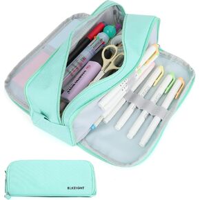 حافظة أقلام ذات سعة كبيرة، حقيبة أقلام رصاص للمدرسة والكلية والمكتب، متعددة الوظائف حقيبة قرطاسية لمستحضرات التجميل وحقيبة منظم للفتيات المراهقات والأولاد والرجال والنساء البالغين باللون الوردي in Kuwait