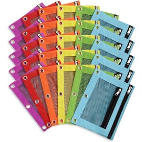 Blue Summit Supplies Pencil Pouches, Bulk Pencil Pouch 30 Pack in Assorted Colors for Storing School Supplies, Writing Utensils, and more, Cloth Zipper Pouches for 3 Ring Binders, 30 Count