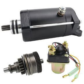Starter with Bendix & Relay for Kawasaki JS650 650SX 1987-1991, JF650 X2 1988-1991, 21163-3702 21163-3709 21163-3712 21163-3714