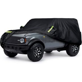 Waterproof Car Covers Replace for 1978-1996 Ford Bronco, 6 Layers All Weather Custom-fit Car Cover with Zipper Door & Windproof Bands for Snow Rain Dust Hail Protection