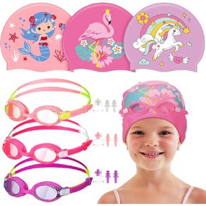 12 Pcs Silicone Swim Caps for Kids Girls Durable Waterproof Swimming Caps Age 2-14 Cute Unicorn Mermaid Flamingo Bathing Cap with Goggles Ear Plug Nose Clip for Long Short Hair Boys Girls Toddler in Kuwait