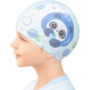 COPOZZ Swim Caps for Girls Boys, Quick Dry Fabric Kids Swimming Cap for Long and Short Hair, Spandex Swim Hats with High Elasticity for Age 5-12 Toddler Child Youth