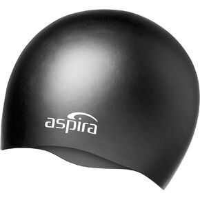 Silicone Swim Cap. Black. Unisex Adult Size, One Size Fits Most.