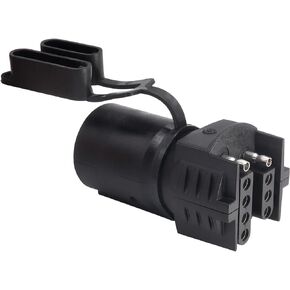 Black 4 Pin to 7 Pin Adapter Trailer Light Plug Adapter,7 Pin Round to 4 Pin 5 Pin Flat Blade Trailer Weatherproof Car RV Boat Truck Adapter Plug,Flat Trailer Adapter Wiring Plug RV Tow Connector