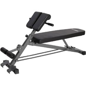 HolaHatha Multifunctional Decline and Flat Exercise Training Weight Bench with Rubber Feet, Padded Seat, and Foam Rollers for Full Body Workout, Black